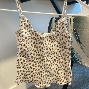 White and dark yellow flower crop top